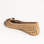 Tory Burch 6 Carlyle Woven Leather Ballerinas Ballet Flats Black Tan Logo Bow Photo 6