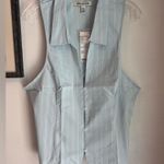 Urban Outfitters  Blue Party Girl Cotton- Blend Button Down Sleevless Shirt Photo 2