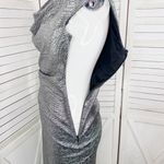 Vince Camuto Vince‎ Camuto Metallic Shimmer Drape Neck Sleeveless Sheath Dress Silver 2 Photo 6