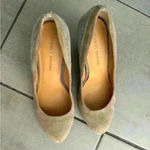 Audrey Brooke  Daphne Khaki Tan Brown Leather Lizard Print Wedge Heel Shoe Sz 9 Photo 6