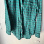 Stio Plaid Button Up Long Sleeve Shirt Teal Green Women's Medium Outdoor Flannel Photo 2