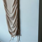 Women's Sleeveless Bodycon Mini Knit Ruched Stretch Side Drawstring Tank Dress L Tan Size L Photo 5