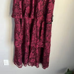 Lulus NEW  Molinetto Burgundy Lace Ruffled Tiered Sleeveless Maxi Dress Photo 4