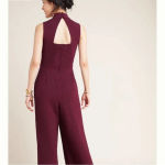 Eva Franco Charley Mock Neck Jumpsuit Maroon Burgundy Anthropologie Small Red Photo 2