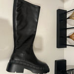 Lisa Vickey Black Tall Faux Leather Boots Size 6 Photo 4