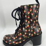 Anna Sui  Floral Leather Printed Lace Up Combat Boots Size 7 Photo 7