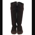 Cole Haan Heeled Boots 5.5 Women Oriana Suede Chocolate Brown Luxury Luxe Buckle Photo 3