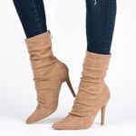 Journee Collection Markie Back Heel Zip Stiletto Booties in Tan, Size 9.5 NEW Photo 14