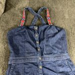 Global Desi 100% Cotton Denim Sundress with Embroidered Straps Size S Red Photo 1