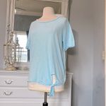 Envy Baby Blue Top Short Sleeve Tie Knot Green  Womens Medium Cotton Airy Photo 3