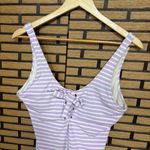 Aerie Lavender And White Striped One Piece Swimsuit Size Large Long Photo 2