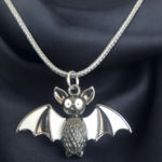 Gothic Black & White Bat Pendant Spooky‎ Season Necklace Photo 0