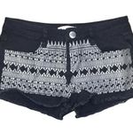 Karma Blue Black Embroidered Denim Jean Shorts Women’s Size 6 Photo 0