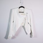 Helmut Lang Women's Crepe Draped Asymmetrical Leather Trim Detail Blazer Jacket Photo 0