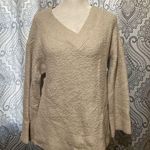 Anthropologie Green Dot Cream V-Neck Pullover Fuzzy Sweater Merino Wool Blend S Photo 0