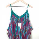 NWT Alysi Silk Tank Top size M Multicolor Layered Drape Italy Watercolors Size M Photo 2
