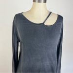 LNA  Acid Wash Asymmetrical Cut Out Long Sleeve Top Photo 2