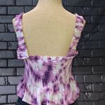 BCBGeneration * Purple Tie-Dye Smocked Cami Ruffle Trim Top Size Medium Photo 1