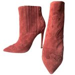 ASOS Burgundy suede pointed toe stiletto ankle boots with cowgirl design size 6 Photo 1