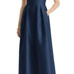 Alfred Sung NWT Midnight Navy Cap Sleeve Pleated Skirt Dress Size 18 Photo 0
