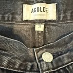 AGOLDE  Parker Jean Cut Off Shorts Trance Black Denim Distressed High Rise 33 Photo 7