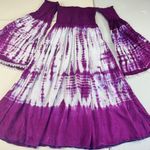 Just From Bali Purple Tie Dye Off Shoulder Bell Sleeve midi‎ Dress one size S ,M Photo 0