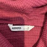 Sonoma  Shirt Womens Medium Cowl Neck Pink Waffle Knit Long Sleeve Drawstring Photo 1