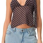 Brown Polka Dot Sheer Top with Scarf Photo 1