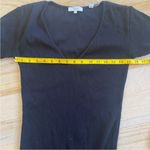 Vince  knit ribbed bodycon V-neck midi dress in black Photo 7