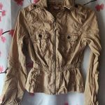 Mudd  Women's Beige Khaki Pocket Zip Up Light Military Jacket Size XS Extra Small Photo 0