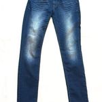 EXPRESS Jean Leggings Solid Blue Dark Wash Faded Mid Rise 6 Stretchy Pockets Photo 0