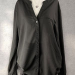 Kut From The Kloth Button Down Blouse Women's 1X Black Sheer Long Sleeve Gothic Photo 0