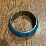 Target  Turquoise Wooden Bangle Bracelet with Brass Details Photo 2