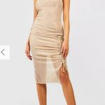 Pretty Little Thing NWT  Gold Glitter Metallic Ruched Midi Party Dress Small 4 Photo 5