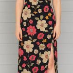 Forever 21  Women's Size Small Black Floral Print Midi Dress With Slit Photo 0
