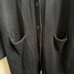 Eileen Fisher  Italian Merino Wool Long Cardigan Black Soft Knit Button Front XL Photo 2