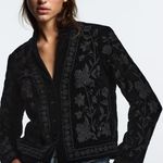 ZARA Black Velvet Embroidered Kimono Jacket Photo 0