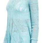 Free People Coffee in the Morning Tunic Blue Astral Sea Knit Lace Sweater Small Photo 0