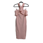 Nookie  Hermosa Midi Dress Blush Pink Ruffle Cross Bodycon S New Photo 2