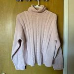 Vintage Knitted cable knit baby pink turtleneck sweater Size M Photo 0