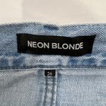 Neon Blonde Siren Zip‎ Cut Off Denim Mini Skirt in Shattered Blues Blue Size undefined Photo 5