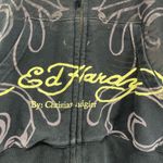Ed Hardy  Black Zip-Up with Red and Blue Fish Design Photo 1