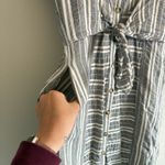 Polagram NWT Bohme Boutique 100% Cotton Button Down Midi Dress Size Small Stripped Blue Photo 4