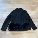 Ramy Brook  Addison Black Wool Faux Fur Snap Coat Size M Photo 4