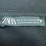 ZARA Black Rib Knit Long Sleeve Collar V-Neck Mini Bodycon Polo Sweater Dress S Photo 3