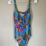 Modcloth ‎ The Jenny Floral Tropical One-Piece Swimsuit - Blue Medium Photo 0