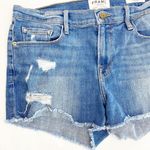 frame denim Le Cutoff Denim Jean Shorts Distressed Oxnard Blue Light Wash Photo 4