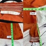 Marie Oliver  Large Rust Burnt Orange Silk Blouse Peasant Top Embroidered Boho Photo 7