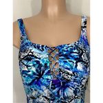 New. GOTTEX cheetah and snake print lace up swimsuit. MSRP $228. Size 10 Blue Photo 8