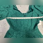 Altar'd State Altar’d State Cecelia Mini Milkmaid Dress Bow Jacquard Puff Sleeve Green Large Photo 7